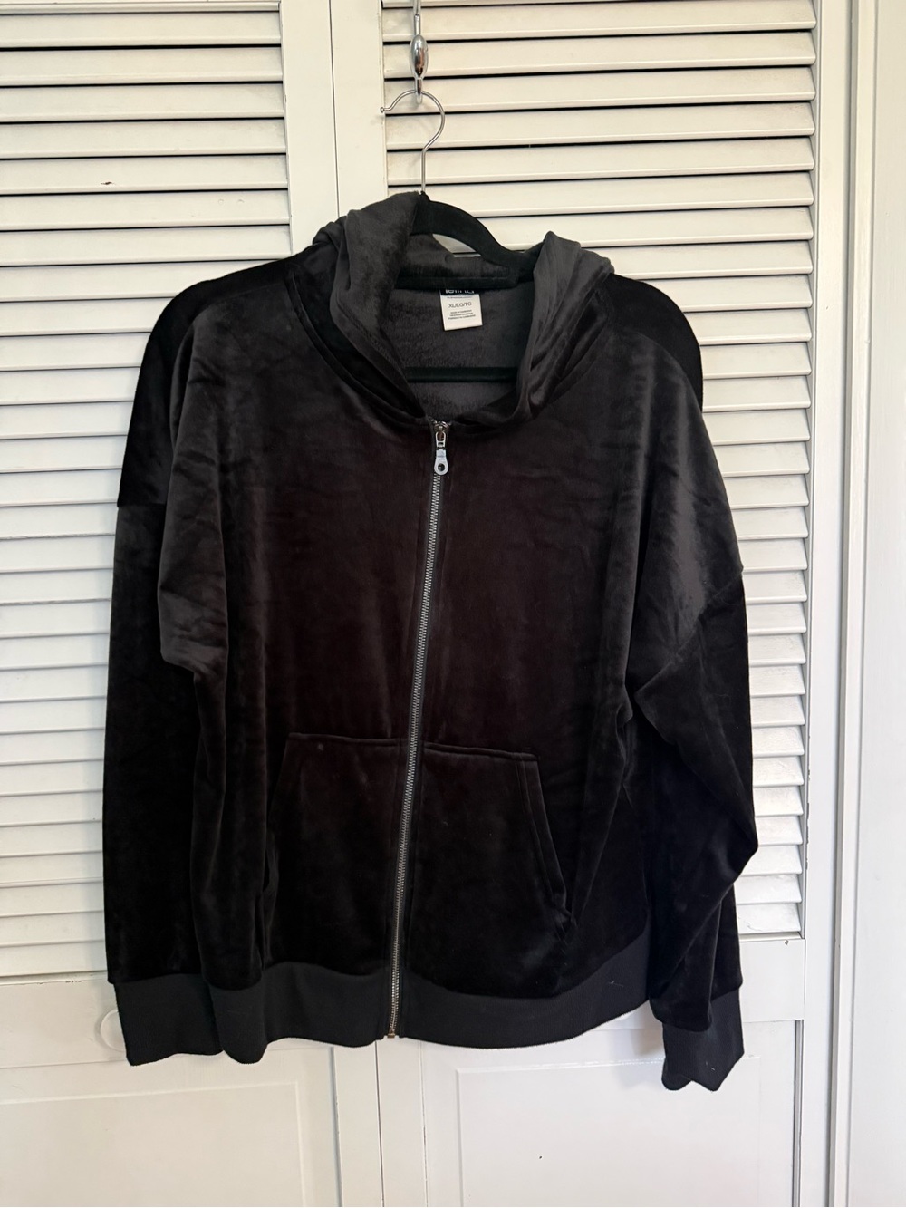 Black Velour Zip-Up Hoodie Jogger Set